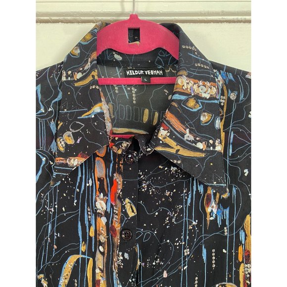 HILDUR YEOMAN BLACK PRINTED BUTTON DOWN SHIRT - Picture 2 of 5